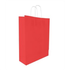 Κόκκινη Χάρτινη Τσάντα με Στριφτό Χερούλι Kraft 25x12x31cm