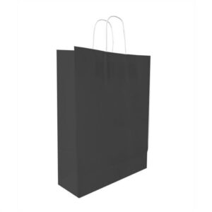 Μαύρη Χάρτινη Τσάντα με Στριφτό Χερούλι Kraft 25x12x31cm