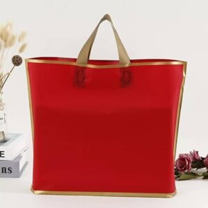 Κόκκινη Τσάντα Δώρου Πλαστική PVC Μπορντό με Χρυσή Επένδυση 40x9x35cm