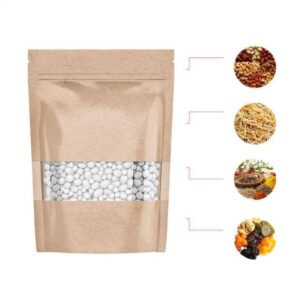 Σακουλάκι Τροφίμων Doypack Ziplock Kraft Με Στενό Παράθυρο 9x6x11+3 cm 50gr