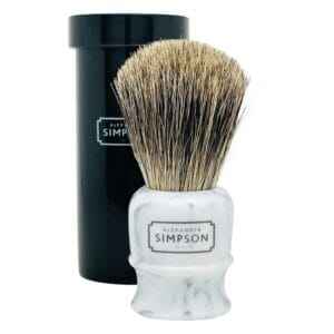 Simpson shaving brush pure badger with travel tube Highbury Faux Grey Italian Marble S