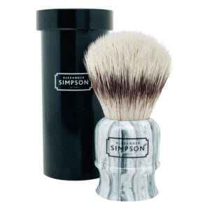 Simpson shaving brush synthetic with travel tube Highbury Faux Grey Italian Marble S