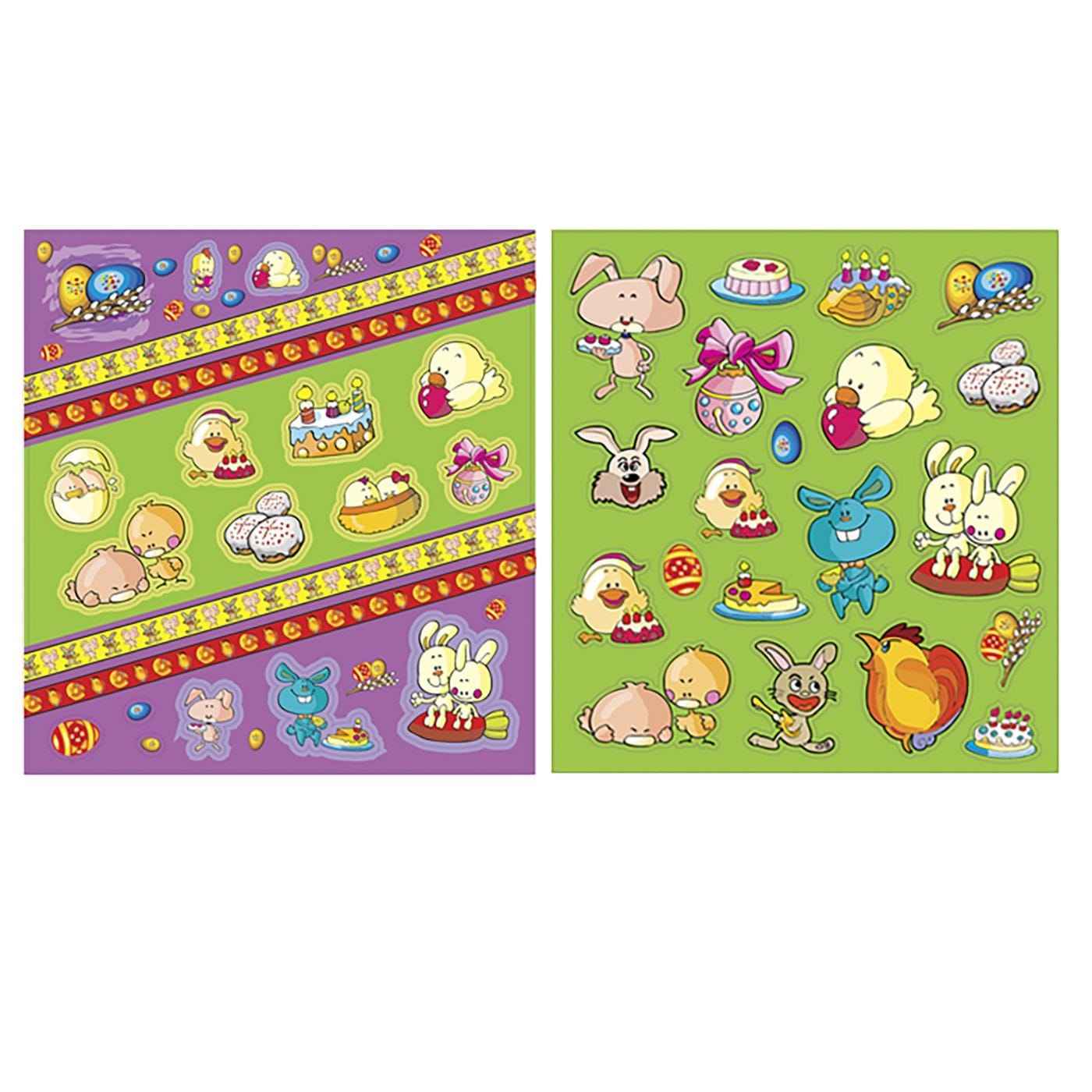 Easter Sticker set=2pcs Size=17x16cm Bunny's 93595