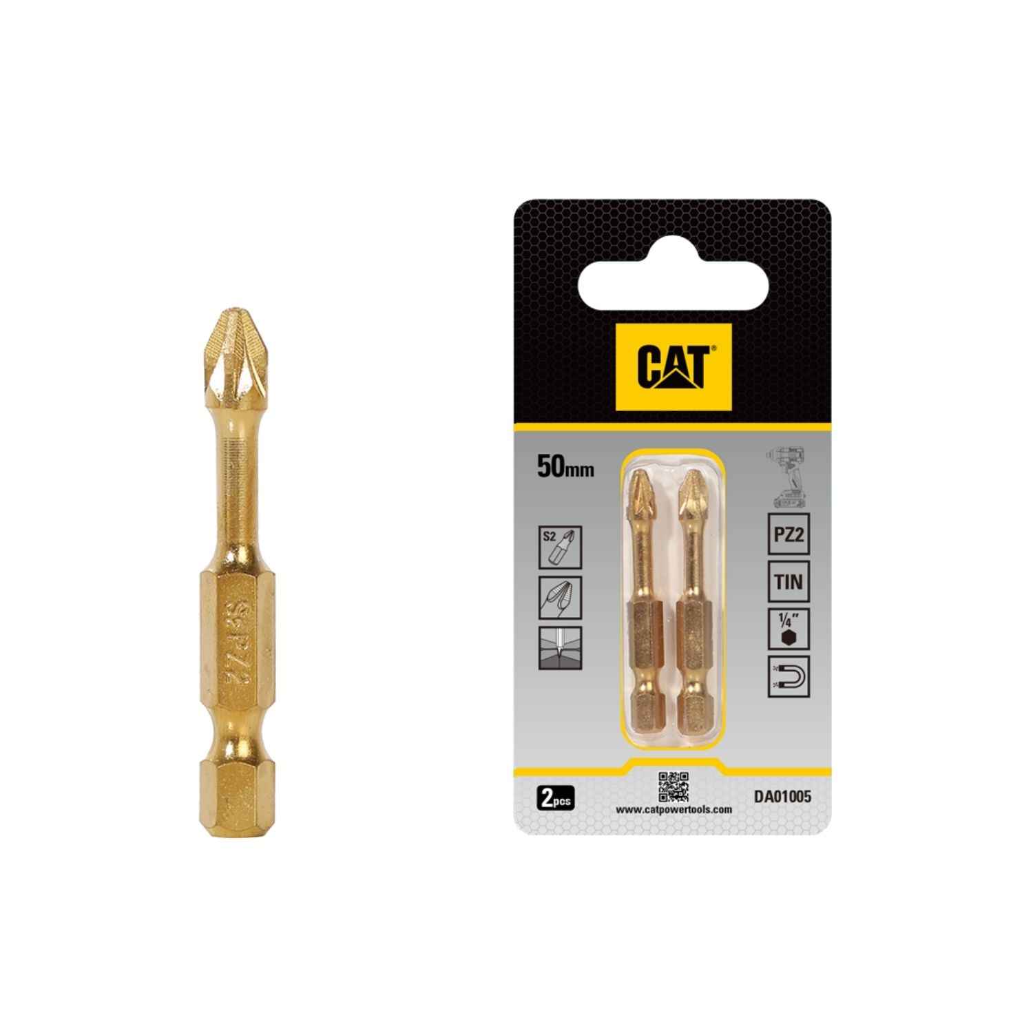CAT Punta a stella a cacciavite con dimensione PZ2 50mm confezione da 2 pezzi DA01005