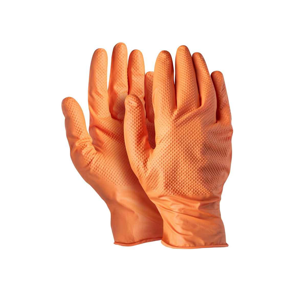 Γάντια μιας χρήσης nitrile πορτοκαλί συνεργείου πάχος 0.18mm Dext 9/L (κουτί των 50τεμ.) D3679 - Image 2