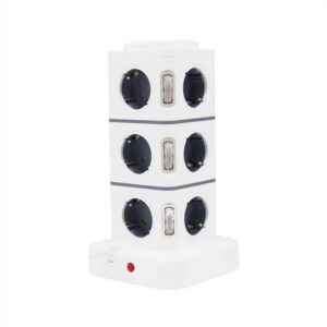 Κάθετο πολύπριζο 12 θέσεων με διακόπτες - Σούκο - 3m - RC-G12P - 012036