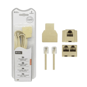 Καλώδιο γραμμής τηλεφώνου με διακλαδωτή - 6P4C1-2 - 5m - 674896