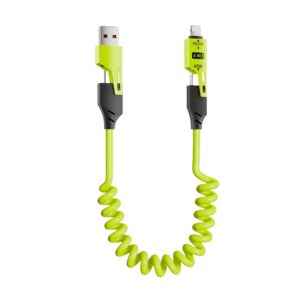 Καλώδιο φόρτισης & data σπιράλ - 4in1 - Fast Charge - X204 - 27-65W - 102048 - Green