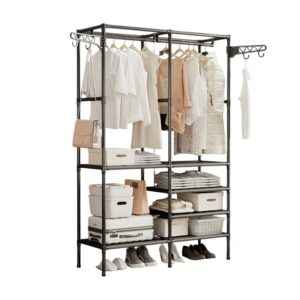 Κρεμάστρα δαπέδου με ράφια 2 στηλών - YH6602-2 - 114043 - Black