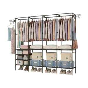 Κρεμάστρα δαπέδου με ράφια 4 στηλών - YH6602-4 - 114050 - Black