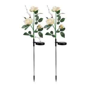 Φωτιζόμενα διακοσμητικά λουλούδια LED με ηλιακό πάνελ - 2pcs - 150333 - White