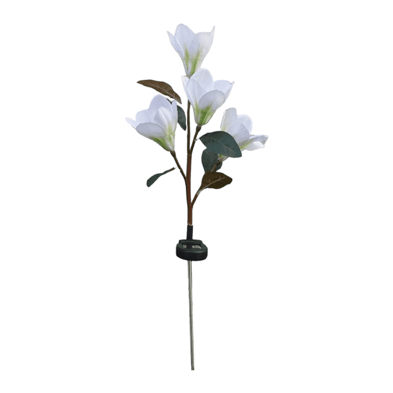 Fiori decorativi LED illuminati con pannello solare - 2 pezzi - 150357 - Bianco