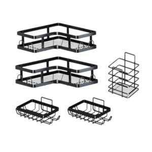 Επιτοίχια ράφια μπάνιου σε σετ 5Χ - 2155 - 170141 - Black