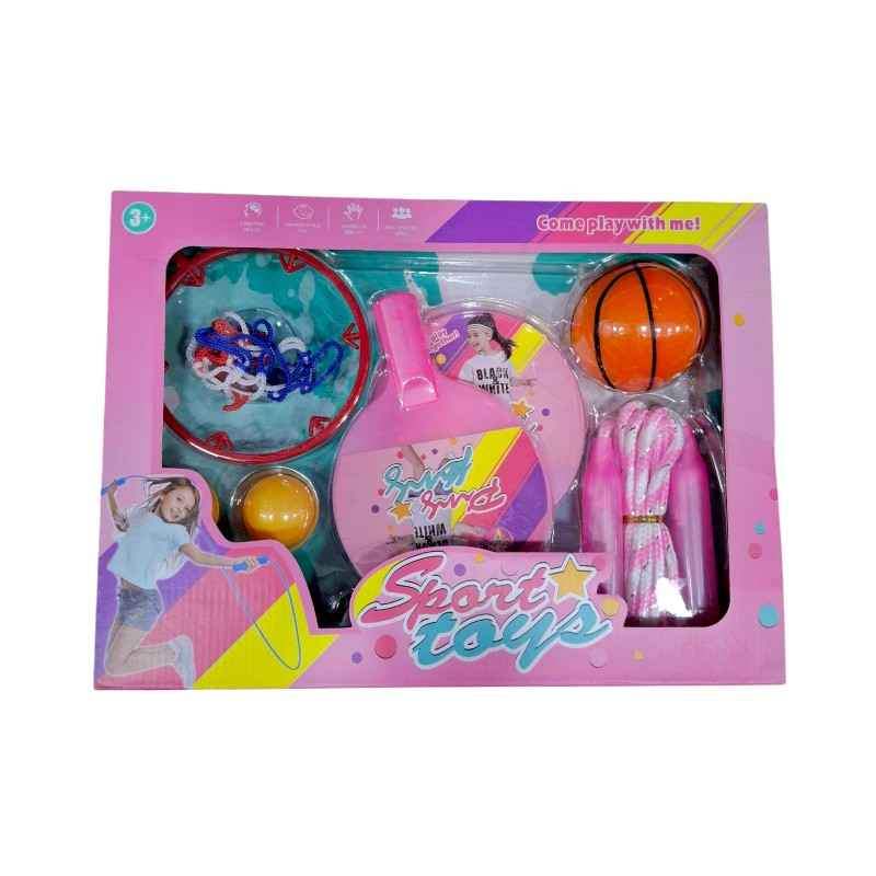 Παιδικό σετ άθλησης - Ping Pong - Μπάσκετ - Σχοινάκι - 215581 - Pink