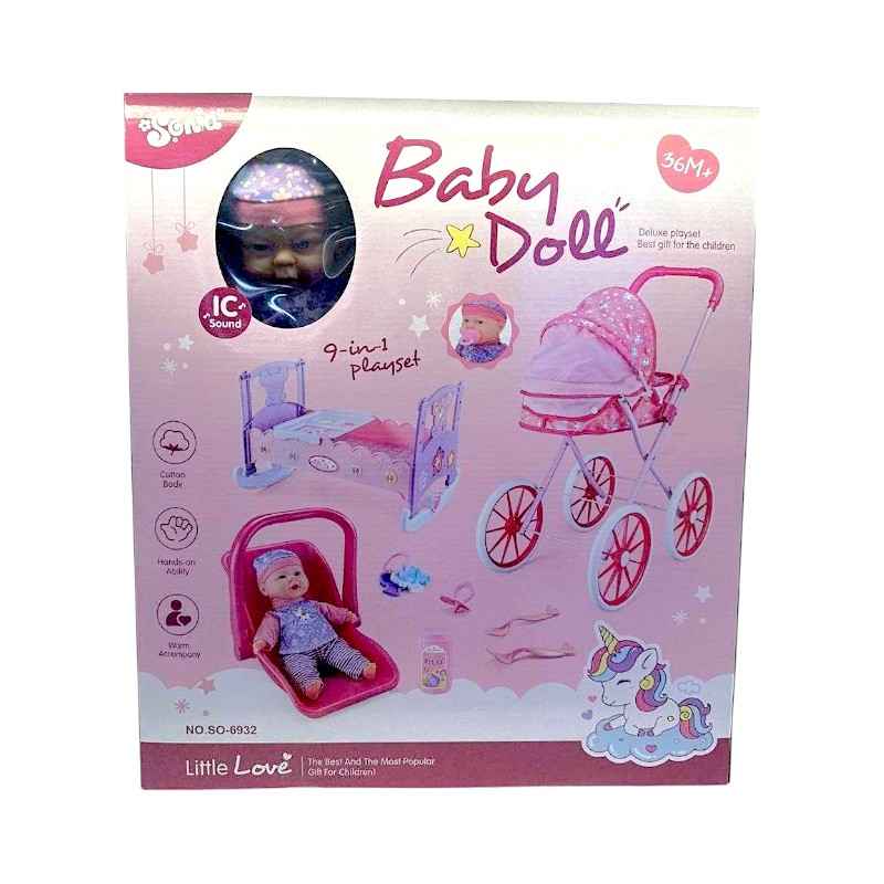 Κούκλα μωρό με πλήρες σετ φροντίδας - SO-6932 - 215621