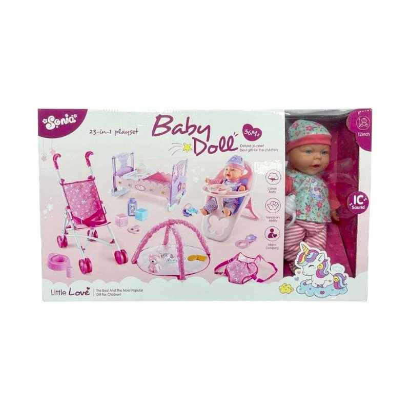 Κούκλα μωρό με πλήρες σετ φροντίδας - SO-6917 - 215624