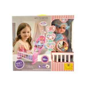 Κούκλα μωρό με κρεβάτι και καρεκλάκι φαγητού - L010-2212 - 220112