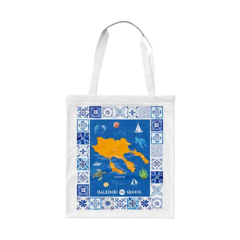 Υφασμάτινη τουριστική τσάντα καμβάς - Chalkidiki - 40x35cm - 221073