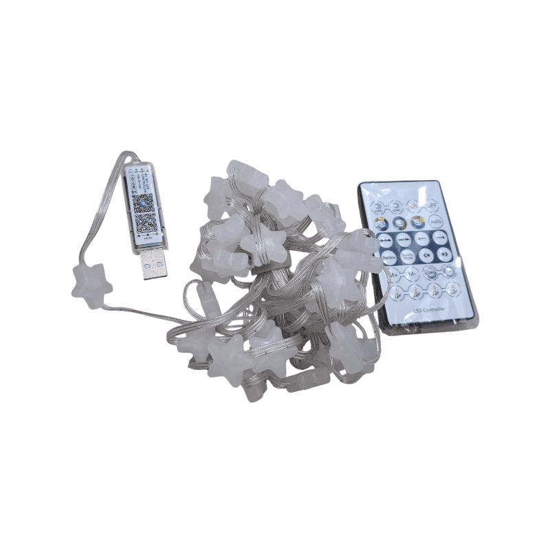Luci di Natale LED RGB con USB - Stelle - 5m - 33L - 272357