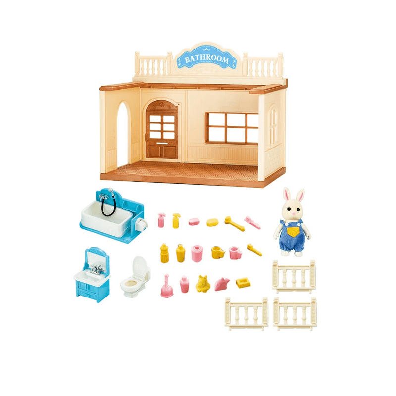 Mini casa delle bambole con accessori da bagno - A01 - 345228