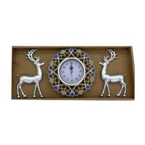 Ρολόι τοίχου με διακοσμητικά ελάφια - 3pcs - 907-5 - 390752 - Silver