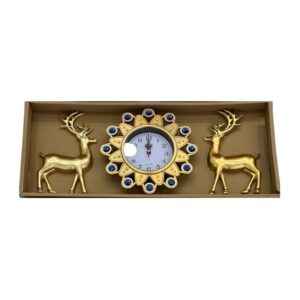 Ρολόι τοίχου με διακοσμητικά ελάφια - 3pcs - 917-5 - 391759 - Gold
