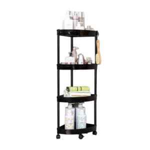 Τροχήλατη ραφιέρα μπάνιου 4 επιπέδων γωνιακή - 9608 - 488256 - Black
