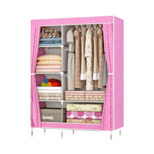 Υφασμάτινη ντουλάπα ρούχων με ράφια - PL13-105 - 521643 - Pink