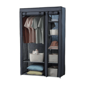 Υφασμάτινη ντουλάπα ρούχων με ράφια - 8890 - 521674 - Grey