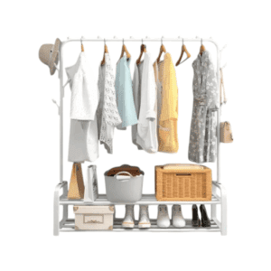 Appendiabiti da terra con scaffali per scarpe - YP607 - 522602 - Bianco