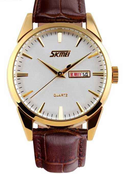 Orologio da polso analogico – Skmei - 9073 - Marrone/Oro