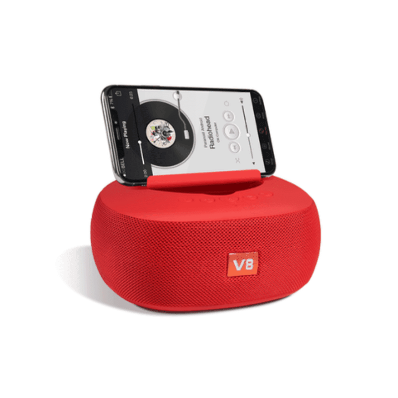 Altoparlante Bluetooth wireless con supporto per smartphone - V8 - 716880 - Rosso