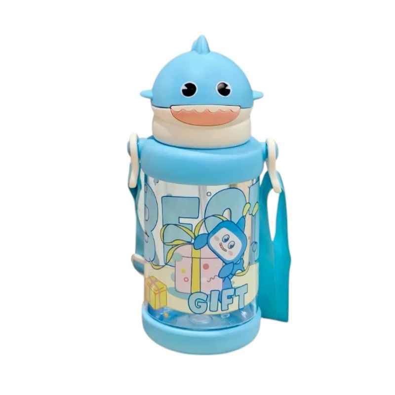 Παιδικό παγούρι πλαστικό με καλαμάκι - 650ml - 722436 - Blue