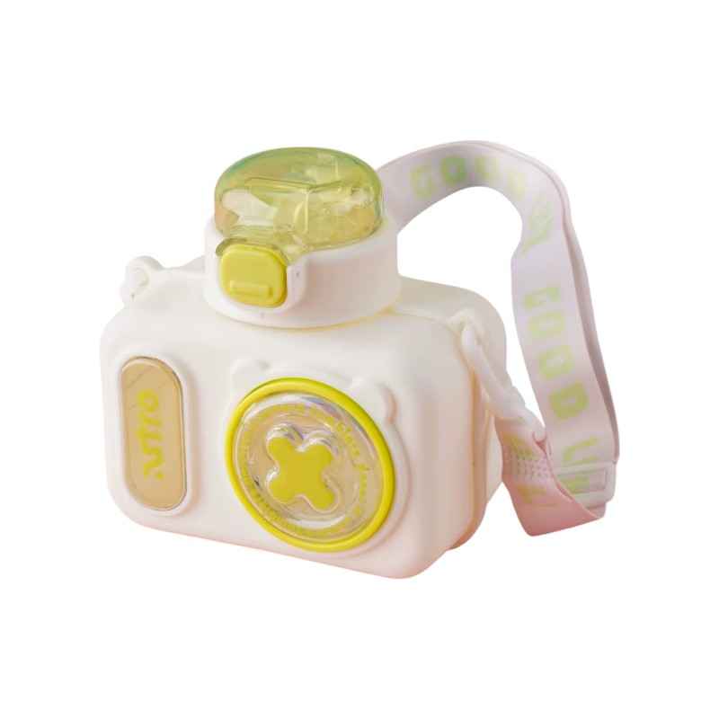 Φορητό παγούρι πλαστικό με καλαμάκι - Camera - 600ml - 722450 - Yellow