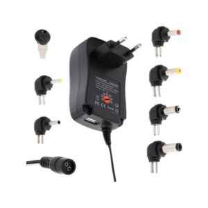 Τροφοδοτικό μετασχηματιστής με ρυθμιστή τάσης 6 βύσματα και θύρα USB - 30W - 812990