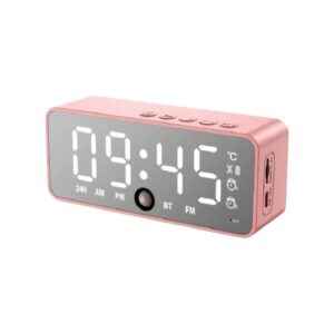 Επαναφορτιζόμενο ηχείο Bluetooth με ψηφιακό ρολόι-ξυπνητήρι - K11 - 886175 - Pink