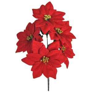 Μπουκέτο με 5 Αλεξανδρινά Βελουτέ 32cm ø13cm Xmasfest 1131122