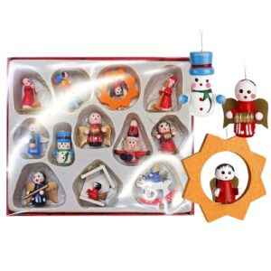 Ξύλινα Στολίδια σετ=12 τεμ Στολίδι=3,5cm, σετ=16x14cm Xmasfest 1131347