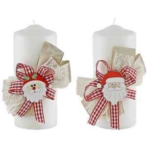 Κερί Κολώνα Άγιος με Φιόγκο 12x5cm Xmasfest 1131664