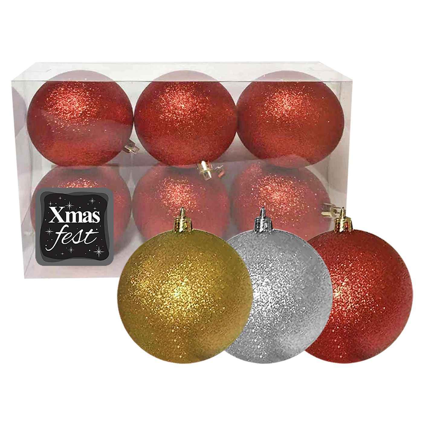 Μπάλα Glitter πακ=6τεμ φ6 ø6cm Xmasfest 1131714