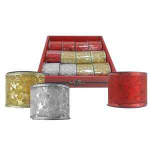 Κορδέλα Χριστουγέννων Οργάντζα-Σχέδιο Αστέρια 6,3cm X5,5m Xmasfest 1132244