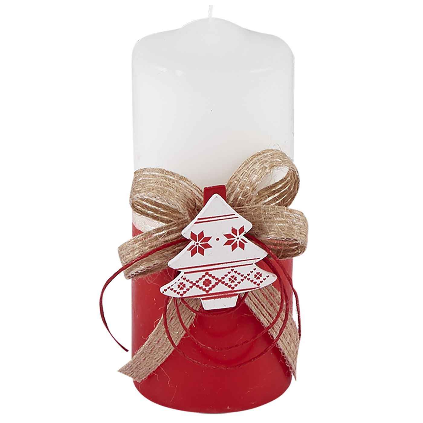 Κερί Κορμός Άγιος Λευκό Τούλι Αστέρι 12x5cm Xmasfest 1132368