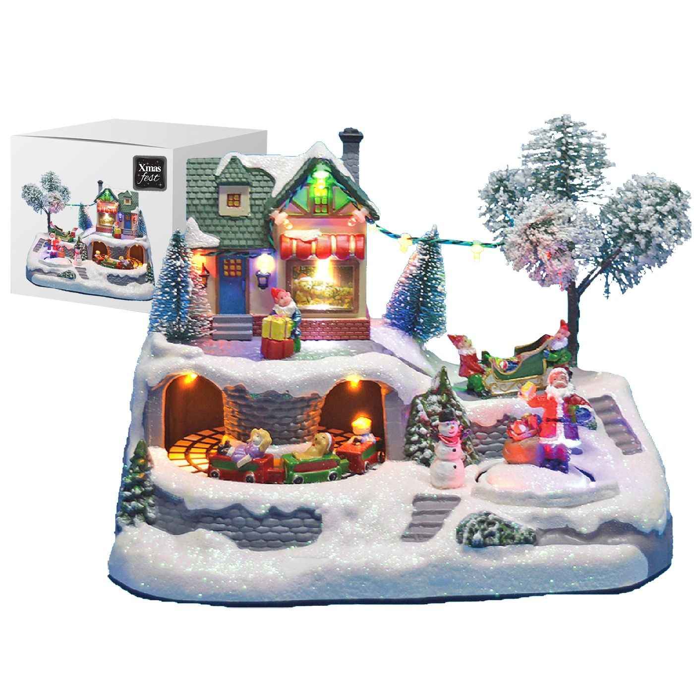 Χωριό Xmas "Άγιος & Τραινάκι" 23,5x17x16cm Xmasfest 1132390