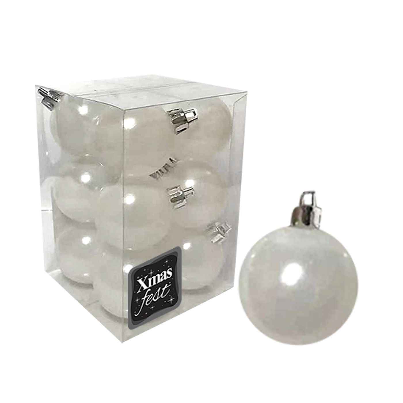 Μπάλες Περλέ Λευκές πακ=12τεμ φ4 ø4cm Xmasfest 1132563