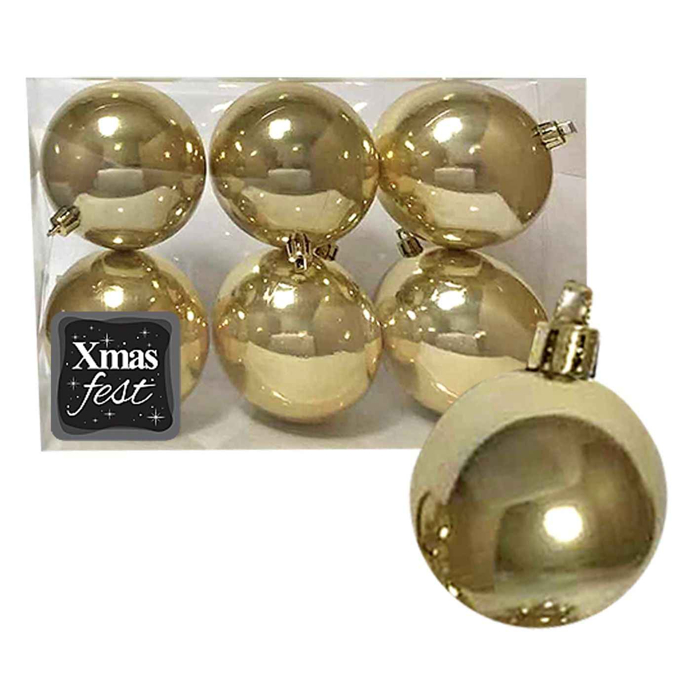 Μπάλες Περλέ Χρυσές πακ=6τεμ φ8 ø8cm Xmasfest 1132568