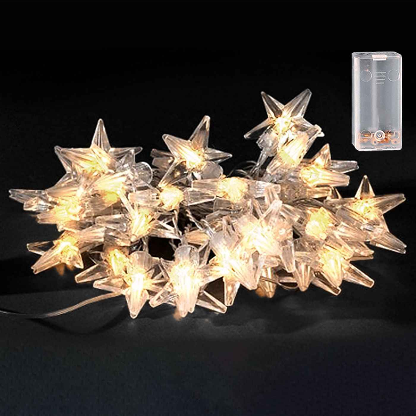 20 Λαμπάκια LED Μπαταρίας Αστέρια Λευκό Θερμό με Controller IP20 2,3m Xmasfest 1132583