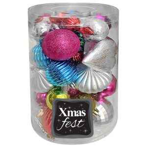 Μπάλες Xmas μιξ σε Κουτί Κυλινδρικό Πακ=25x ø16,5cm Xmasfest 1132674