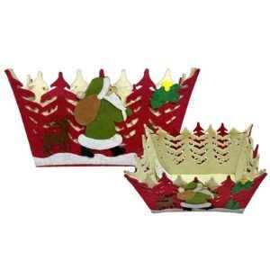 Καλάθι Τσόχινο Xmas Χωριό 20x15x11cm Xmasfest 1132724