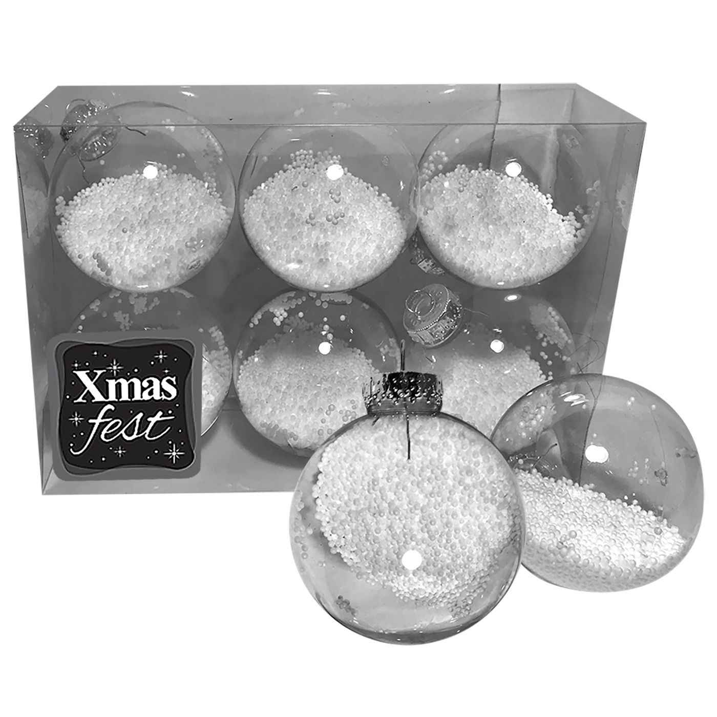 Μπάλες με Γέμιση Χιόνι πακ=6τεμ φ8 ø8cm Xmasfest 1132771