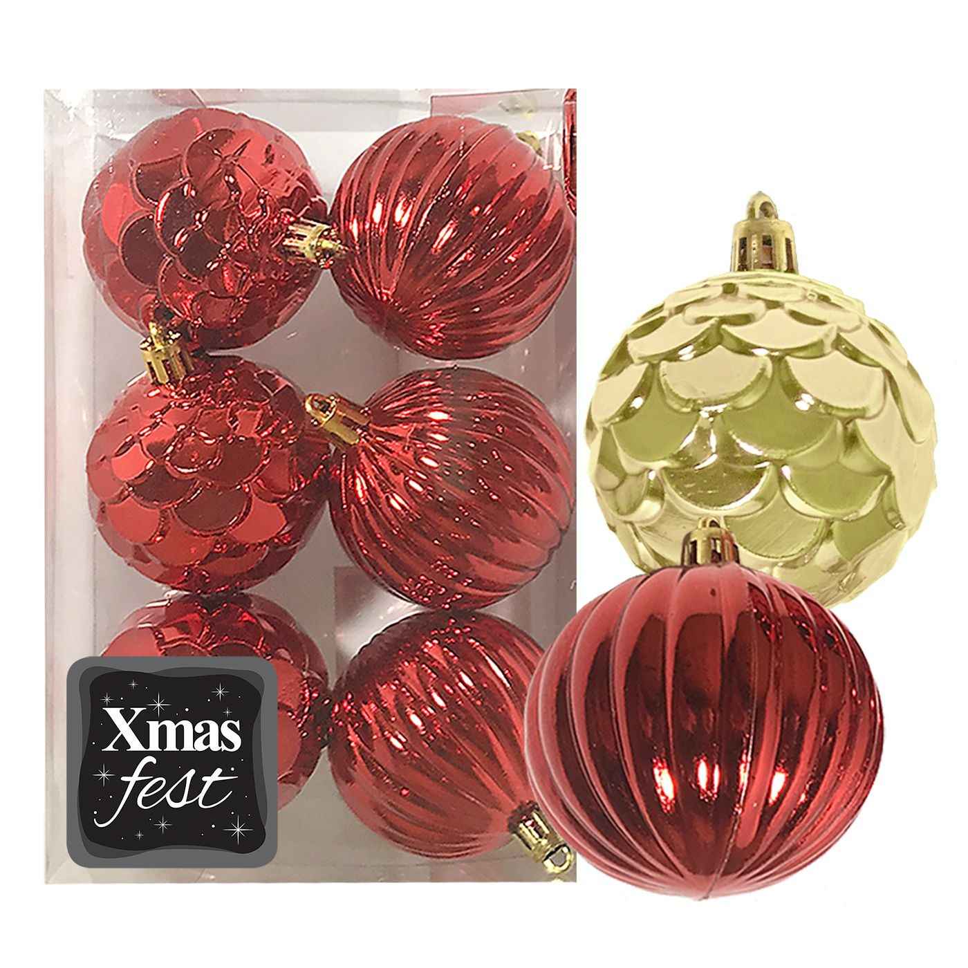 Μπάλες Ανάγλυφες πακ=6τεμ φ6 ø6cm Xmasfest 1132773